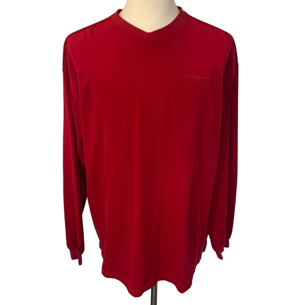 Fubu Y2K Velour Sweatshirt Men XXL Red Logo Hip Hop Rap Streetwear India